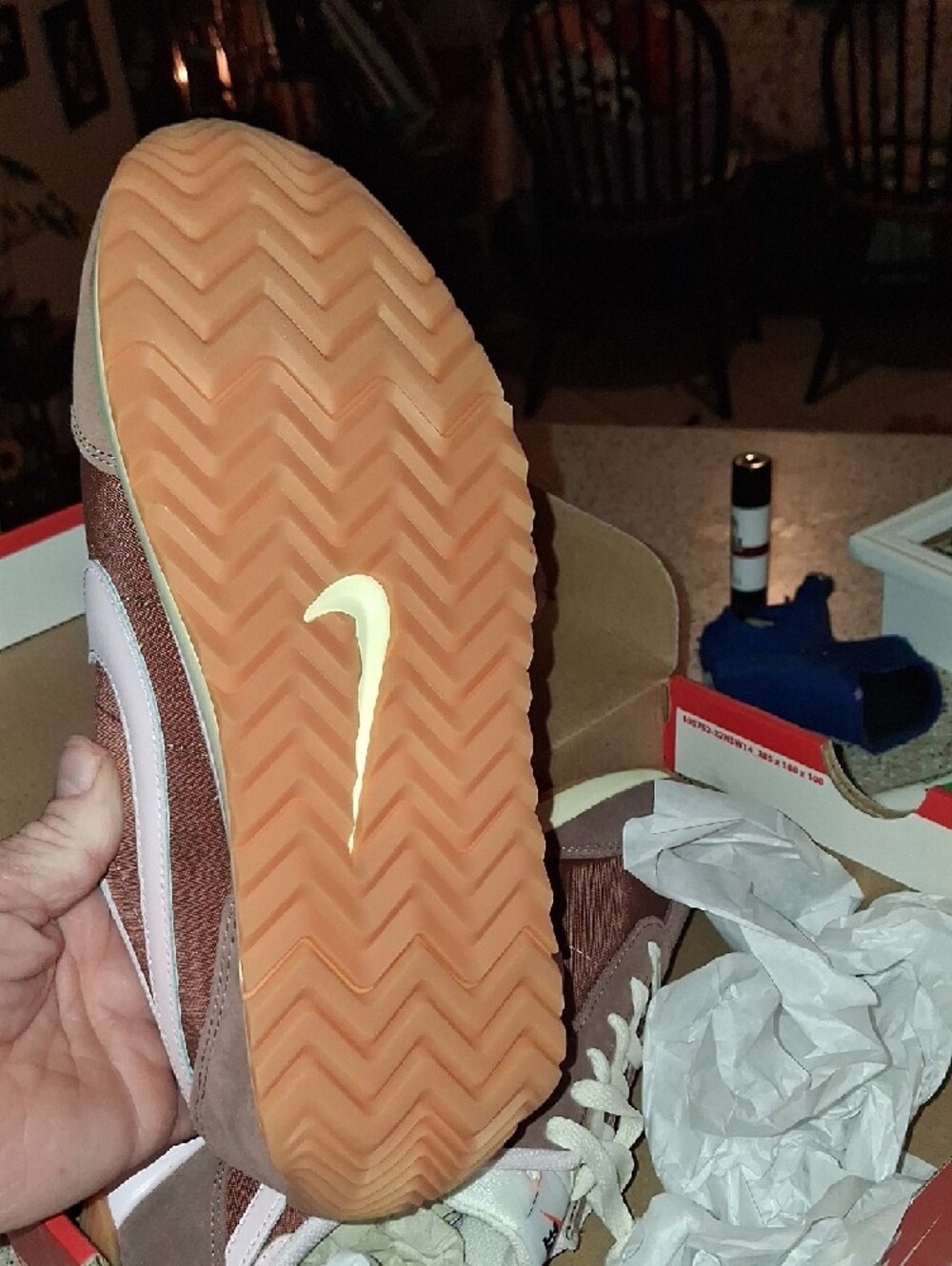 Nike Brown Suede Sneakers with Light Pink Swoosh - Picture 4 of 9